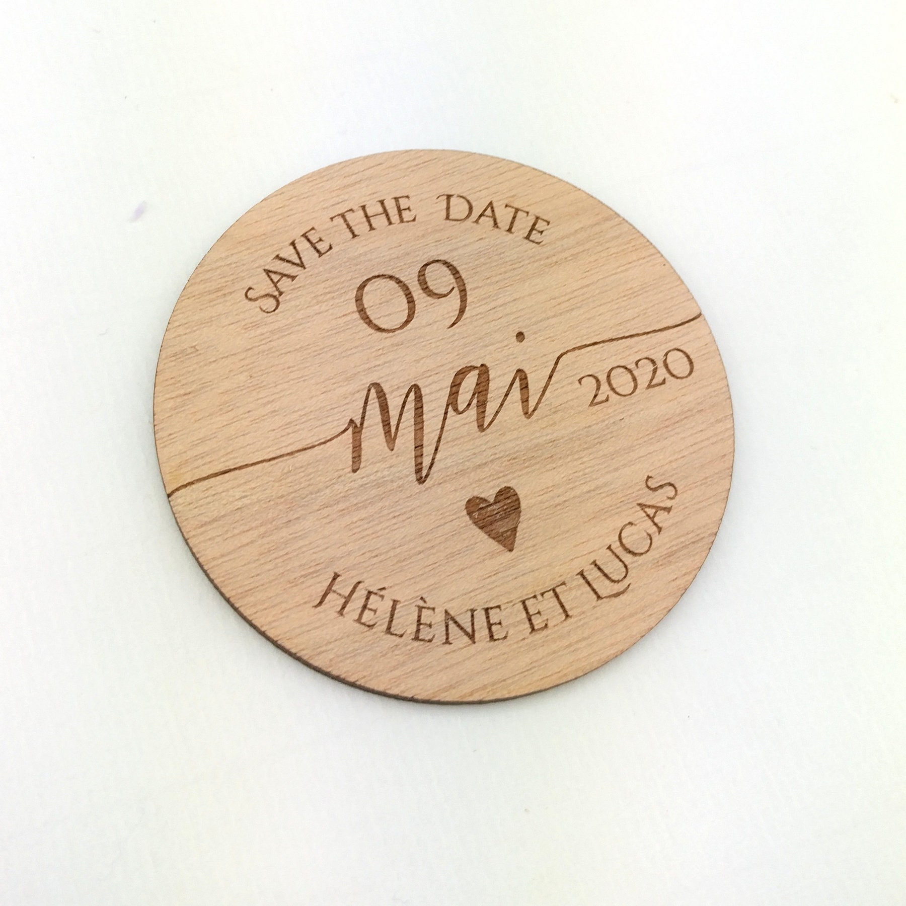 Magnet Save the Date en bois personnalisé - Coeur - Etsy France
