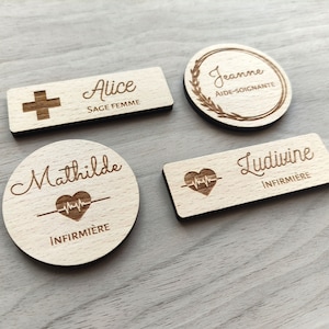 Wooden badge nurse midwife caregiver, personalized badge