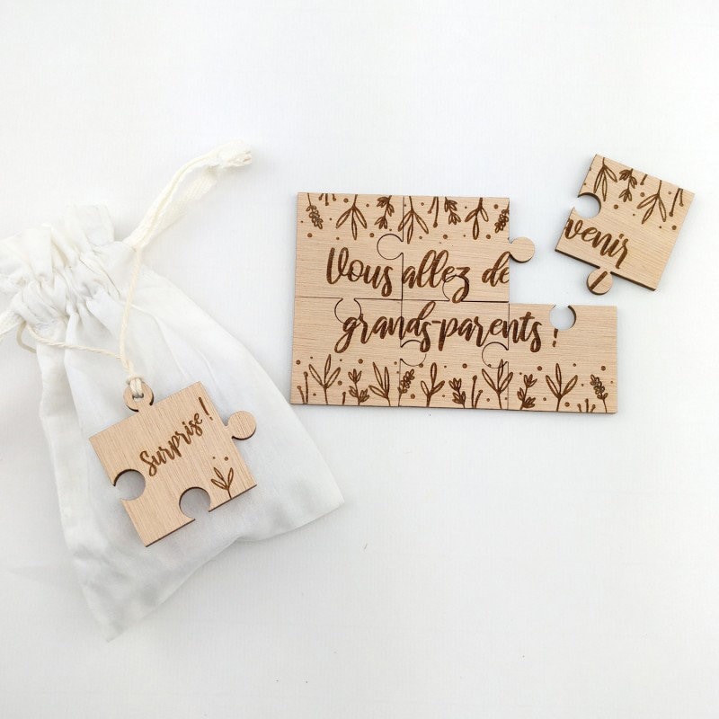 Grandparent Pregnancy Announcement Puzzle - 15 Piece Basswood Jigsaw, Personalized Keepsake Gift