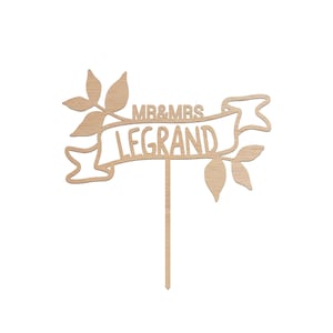 Personalized Wedding Cake Topper - Mr and Mrs Floral Banner