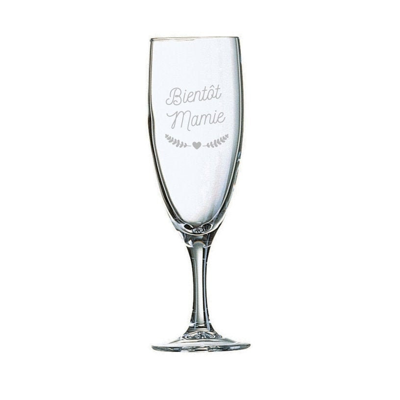 Annonce Grossesse Flûte à Champagne Personnalisée - Verre Gravé Mamie