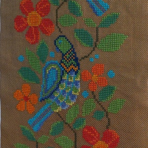 Scandinavian Vintage Hand embroidered large wall hanging , vintage floral tapestry, floral wall decor, vintage home decor (-)