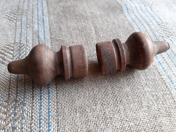 2 Pieces Wood Rod Ends Finals , Vintage Curtains Rod Ends Wood Finals ,  Natural Wood Rod Ends, Wooden Finals Rustic Finals11 