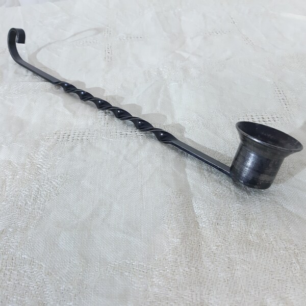 Vintage Forged Metal Candle Snuffer, Long Handled Candle Snuffer, Candle Accessory,Brass Candle Flame Snuffer