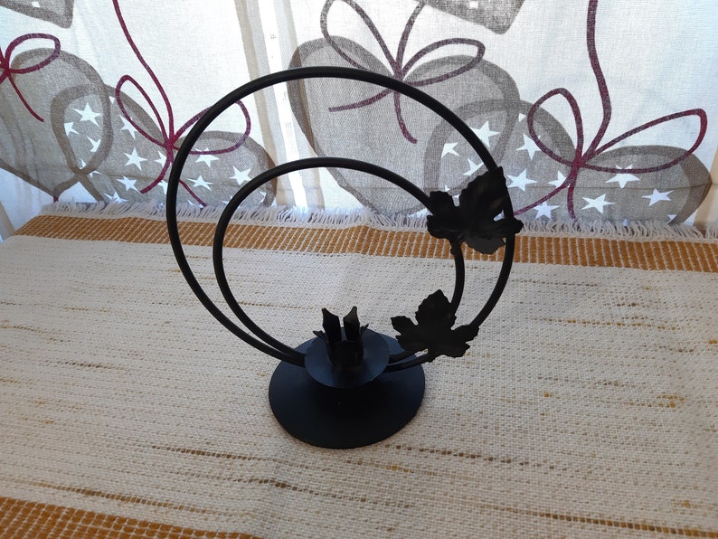 Vintage Hand Forged Metal Scandinavian decorative Candlestick holder table decor metal holder candle holder Maple leaf decor house warming