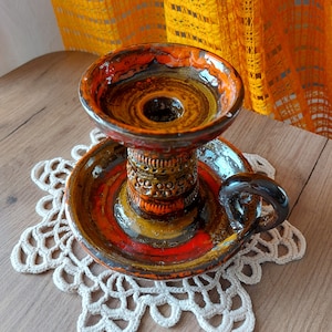 Scandinavian vintage heavy ceramic candlestick holder , vintage Scandinavian Design table decor , vintage candlestick holder (P12)