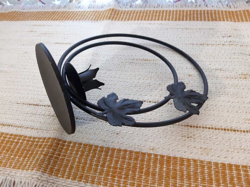 Vintage Hand Forged Metal Scandinavian decorative Candlestick holder table decor metal holder candle holder Maple leaf decor house warming