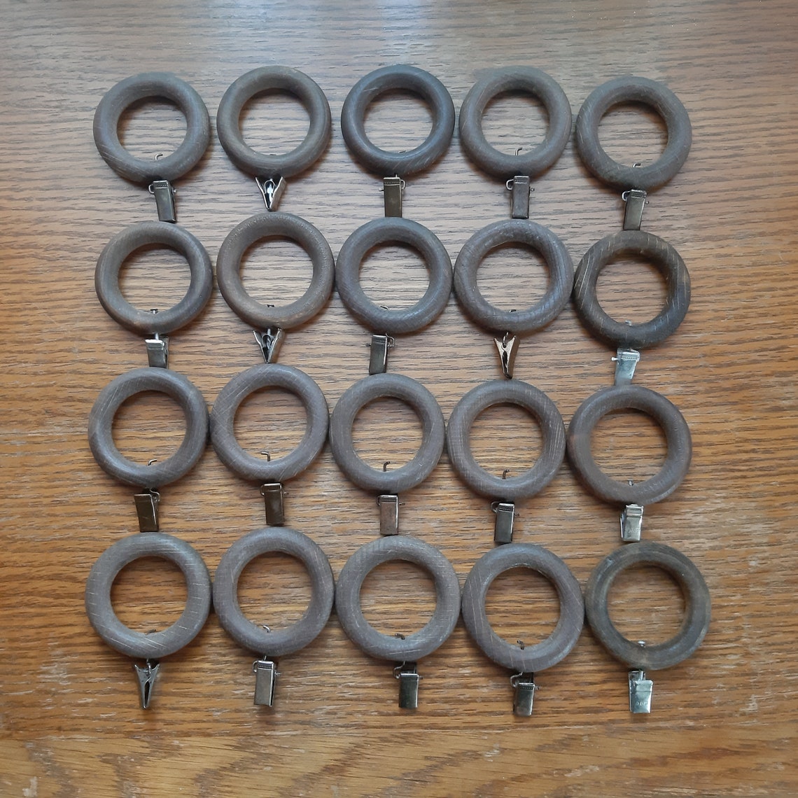 20 pieces dark brown natural wood metal pegs vintage Etsy