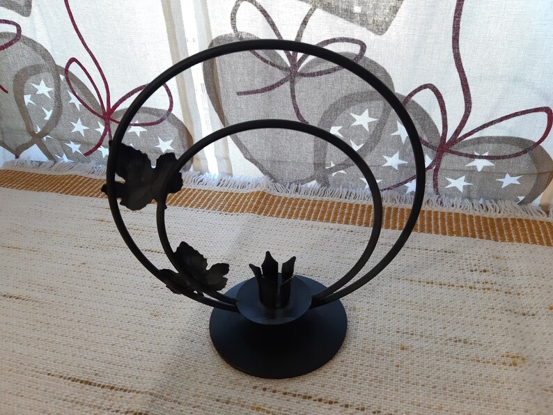 Vintage Hand Forged Metal Scandinavian decorative Candlestick holder table decor metal holder candle holder Maple leaf decor house warming