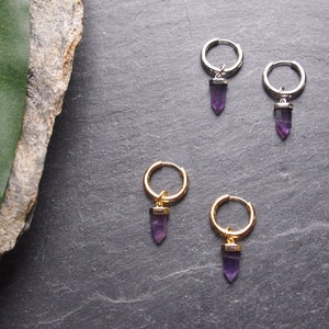 Amethyst Tropfen Mini Creolen gold silber