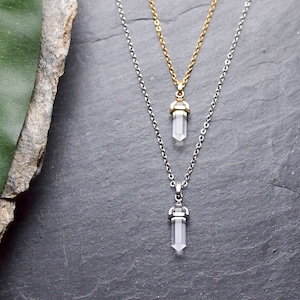 Rock crystal lace mini pendulum chain gold silver