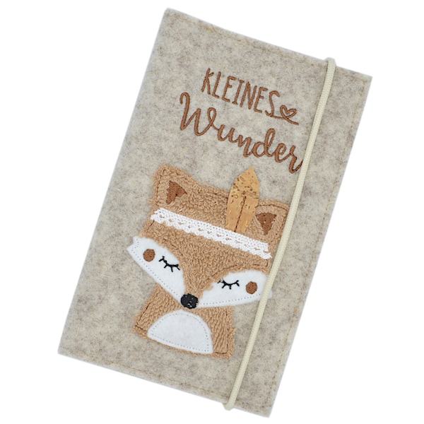 Mutterkindpasshülle Filz, beige, Österreich, Fuchs, boho, braun, beige