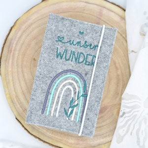 Mutterkindpasshülle Filz Österreich, Mutterpasshülle, Regenbogen, unser Wunder, Geschenk zur Geburt