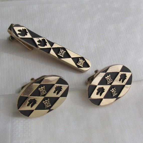 matching cufflinks and tie clip