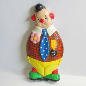 Placca murale in ceramica raffigurante un clown spagnolo, anni '90, scultura di arte popolare tradizionale primitiva e naïf, realizzata in Spagna da Artesania El Monasterio S.L.