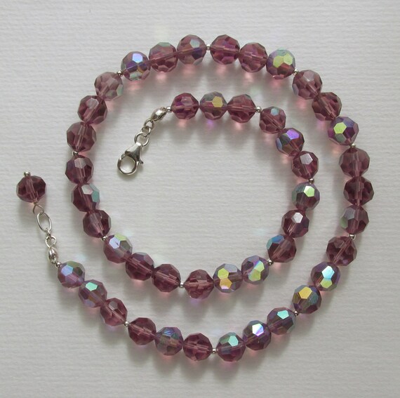 vintage dusty rose crystal necklace, 925 Sterling… - image 7