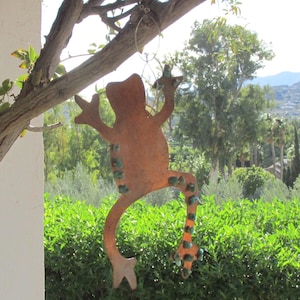 Kupfer Edelstein handgemachter Frosch Suncatcher, recycelte solide Kupfer Amazonit Edelsteine Ornament, Garten Frosch Kröte Dekoration, Vintage Yard Art