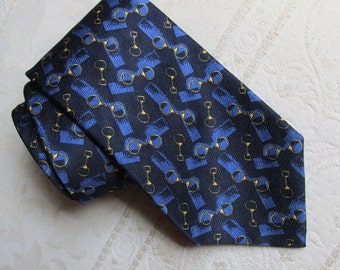 vintage Emidio Tucci silk necktie, men's silk designer tie, Spanish tie, made in Spain, excellent condition, two tone blue geometric design