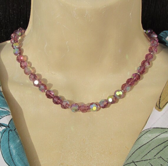 vintage dusty rose crystal necklace, 925 Sterling… - image 6