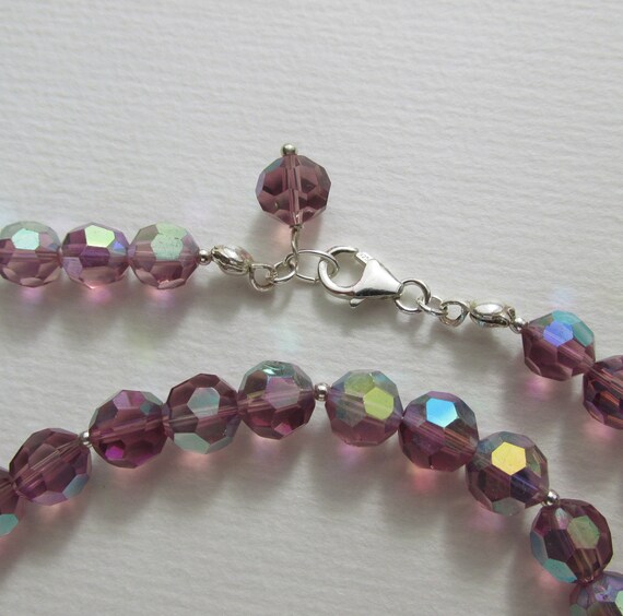 vintage dusty rose crystal necklace, 925 Sterling… - image 10