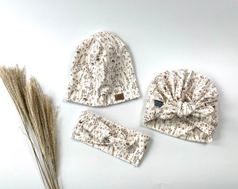 Beanie headband turban hat dried flower