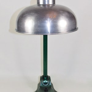 40s Bauhaus table lamp light office workshop metal aluminum Hala green simple vintage image 4