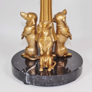 Unikat Dackel Tischlampe Leuchte 42 cm Jugendstil Hunde Figuren Tiere Metall Glas Perlen gold einmalig upcycling vintage Bild 1
