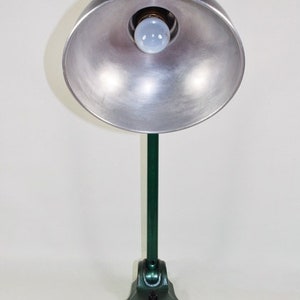 40s Bauhaus table lamp light office workshop metal aluminum Hala green simple vintage image 3