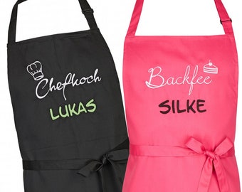 Wolimbo Kochschürze Grillschürze mit Namen und Motiv bestickt - zum Backen und Kochen - als Geschenk individuell gestalten