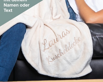 Wolimbo XL Wohndecke mit Namen bestickt Microfaser Flauschdecke 150x200cm Sofadecke als Geschenk zum Geburstag Weihnachten Ostern