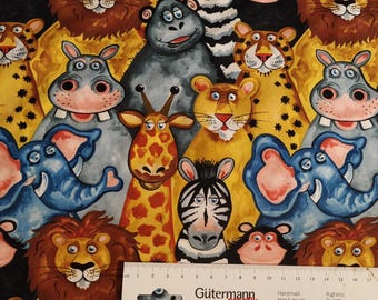 patchwork fabric, wild animals, children's fabric