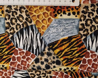 Patchwork fabric, animal print pattern, children's fabric