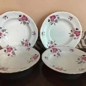 Vintage Set of Four Porcelain Plates