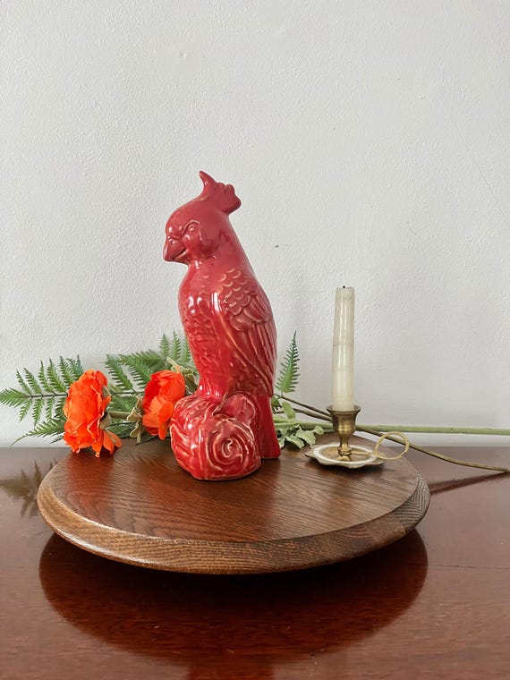 ヴィンテージの赤い陶器のオウムの置物装飾鳥の彫像 - Etsy 日本