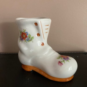 Mid Century Porzellan Stiefel Form Vase Überpflanzung