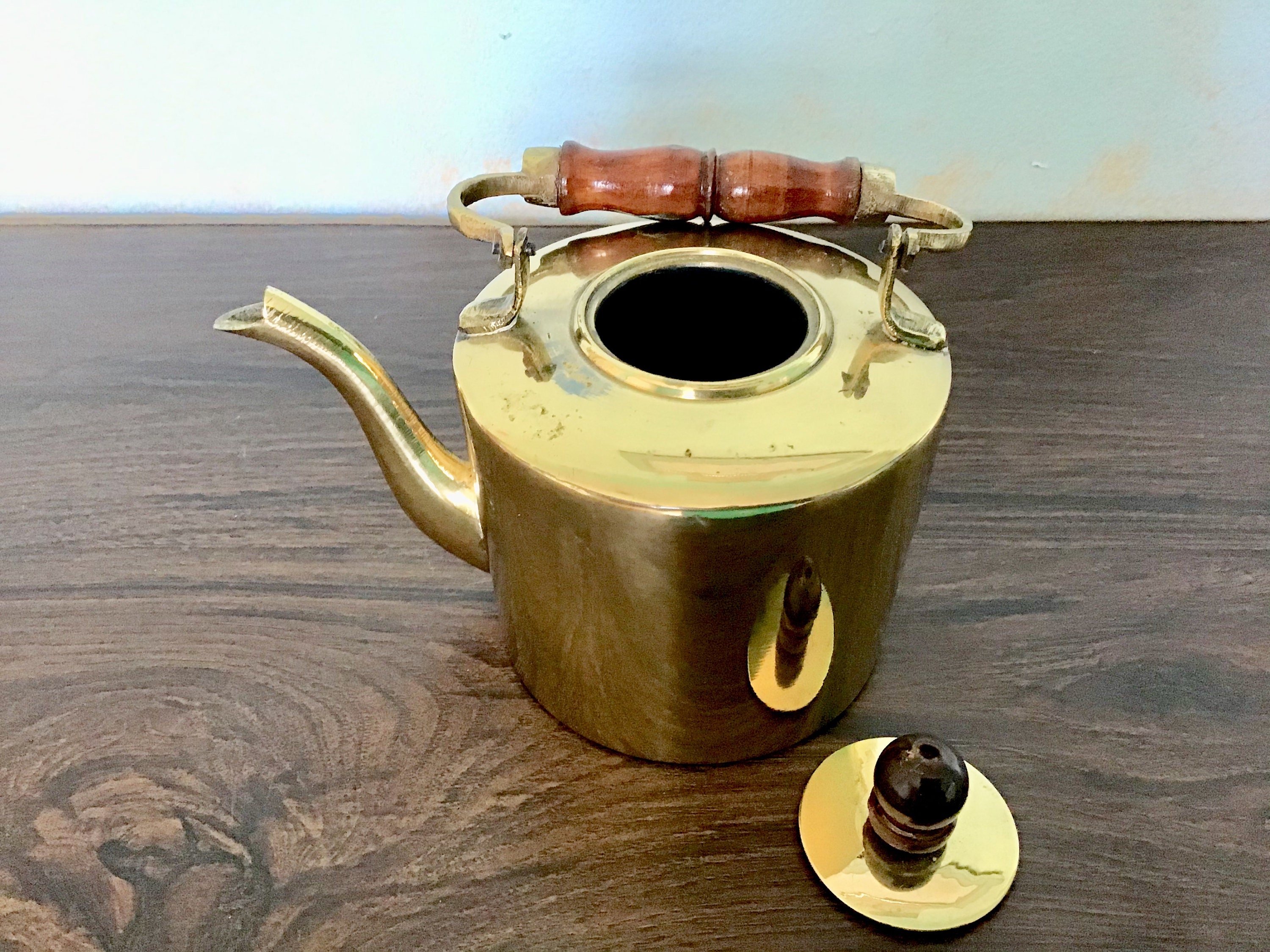 Vintage Small Solid Brass Teapot Etsy UK