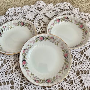 Vintage Set of Three Small Porcelain Plates Regency Roses Japan
