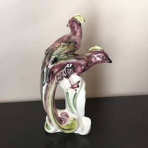 Vintage Porcelain Lovely Pair of Peacocks
