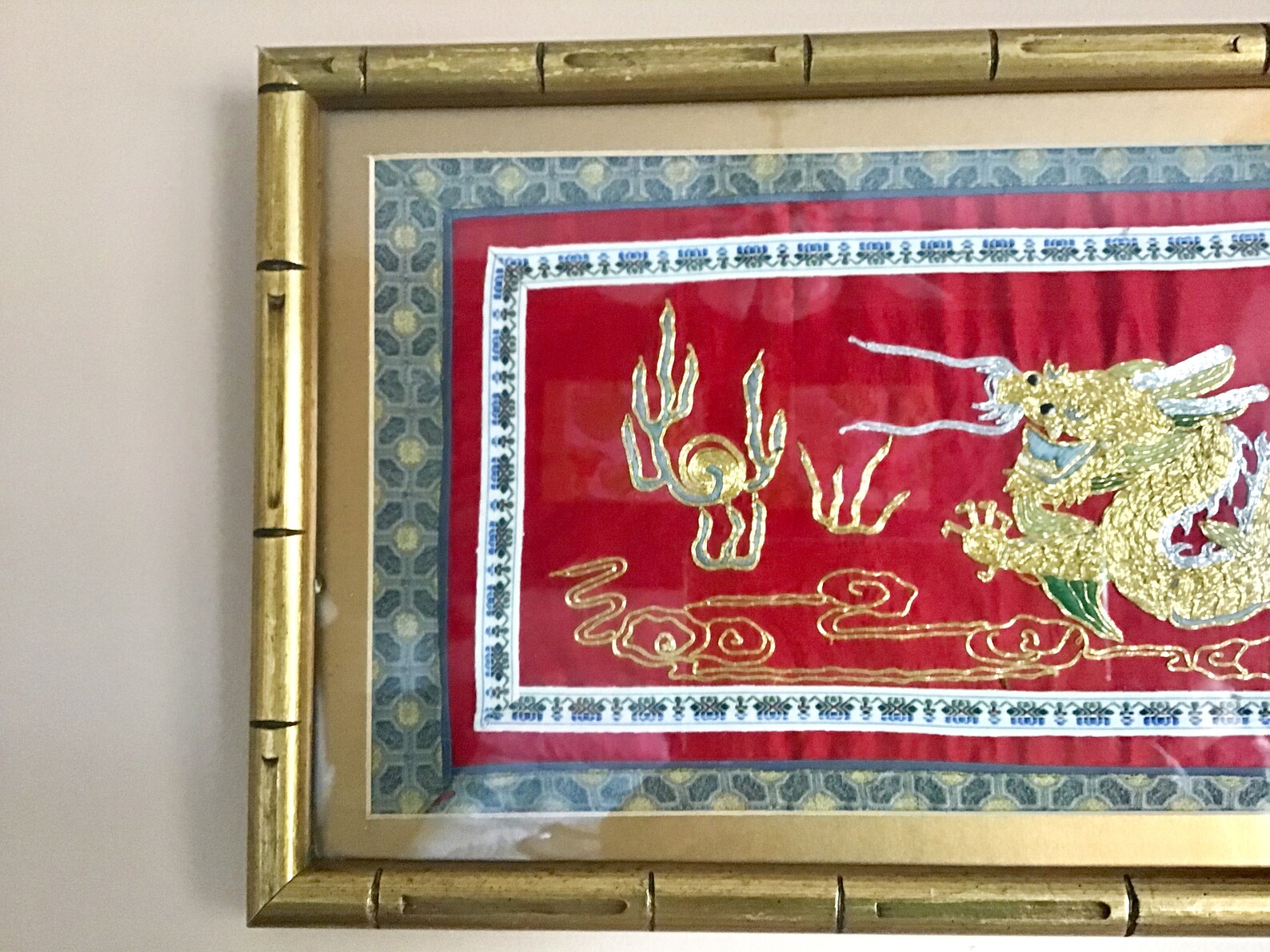 Gorgeous vintage gold dragon on silk embroidery  etsy Gorgeous vintage gold dragon on silk embroidery  etsy