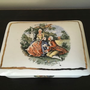 Vintage Mid Century Art Pottery Trinket Box by Holland Mold Inc. signed