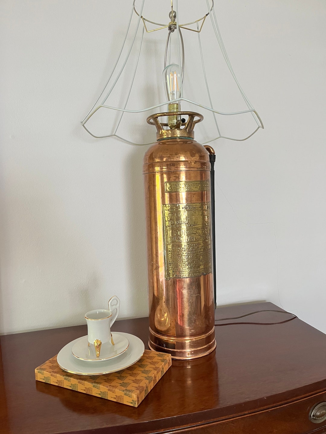 Vintage Copper Fire Extinguisher Table Lamp Etsy