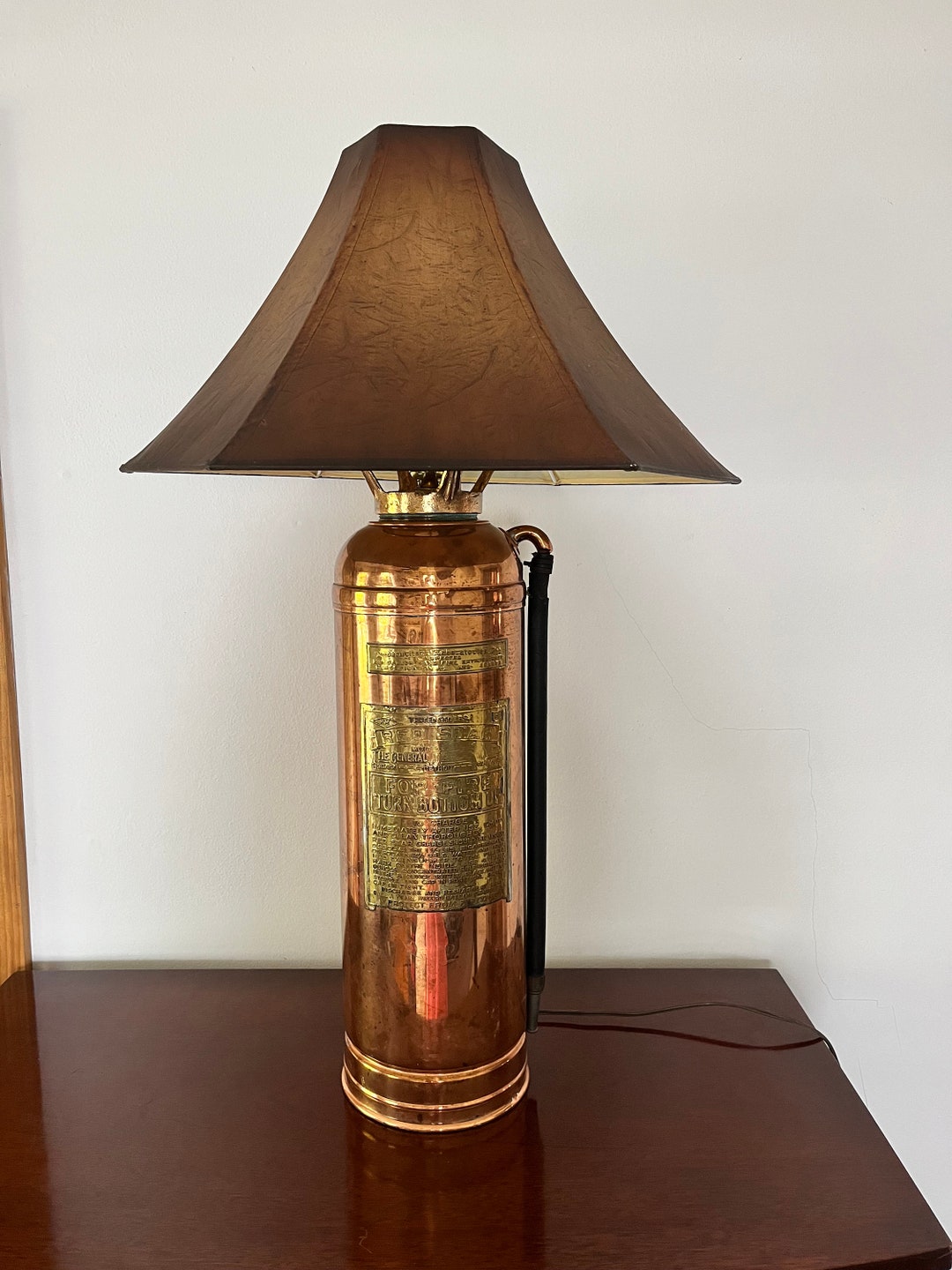 Vintage Copper Fire Extinguisher Table Lamp Etsy