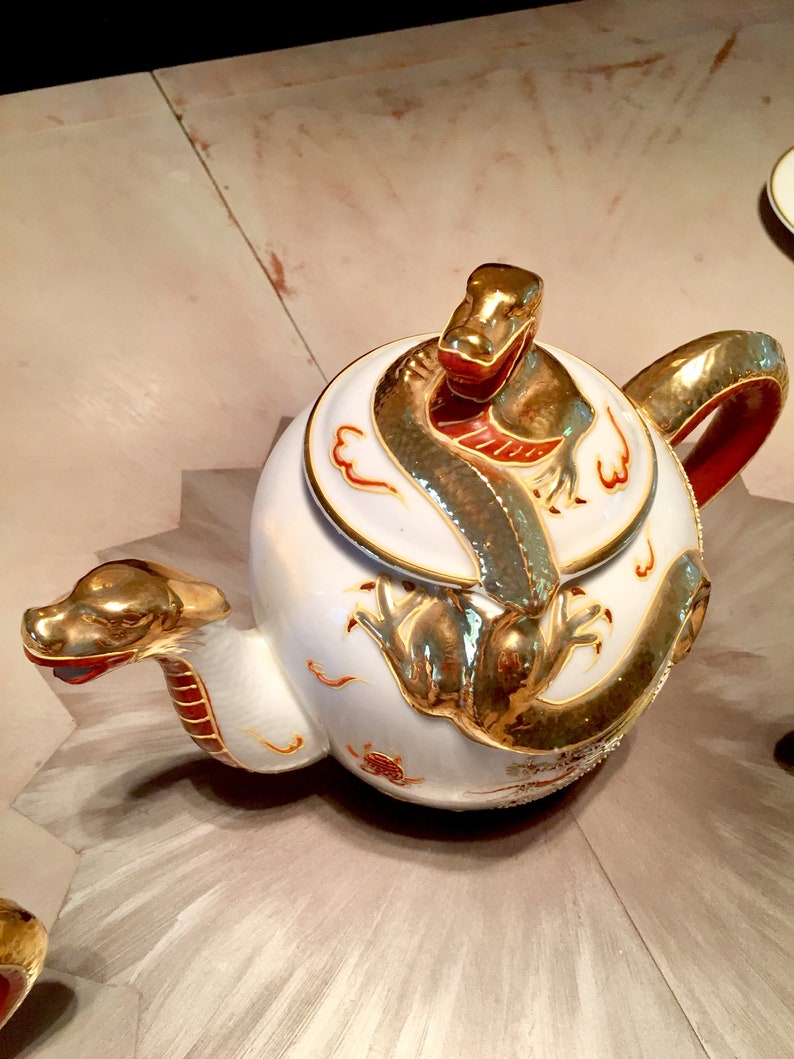Occupied Japan Porcelain Gold Dragonware Tea Set Etsy