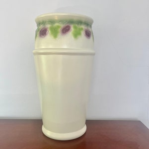 Ceramic Handmade Hand Painted Grape Leaves Pattern Umbrella Stand Cane Holder Large Vase