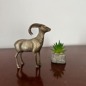 Vintage Brass Goat Figurine/Brass Bighorn Sheep