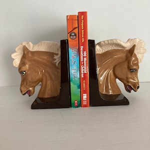 Vintage Ceramic Horse Head Shape Bookends