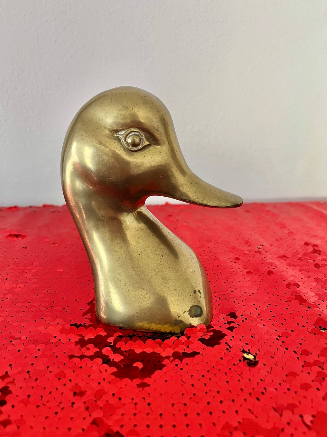 Vintage Brass Goose Head Figurine Bookend Etsy