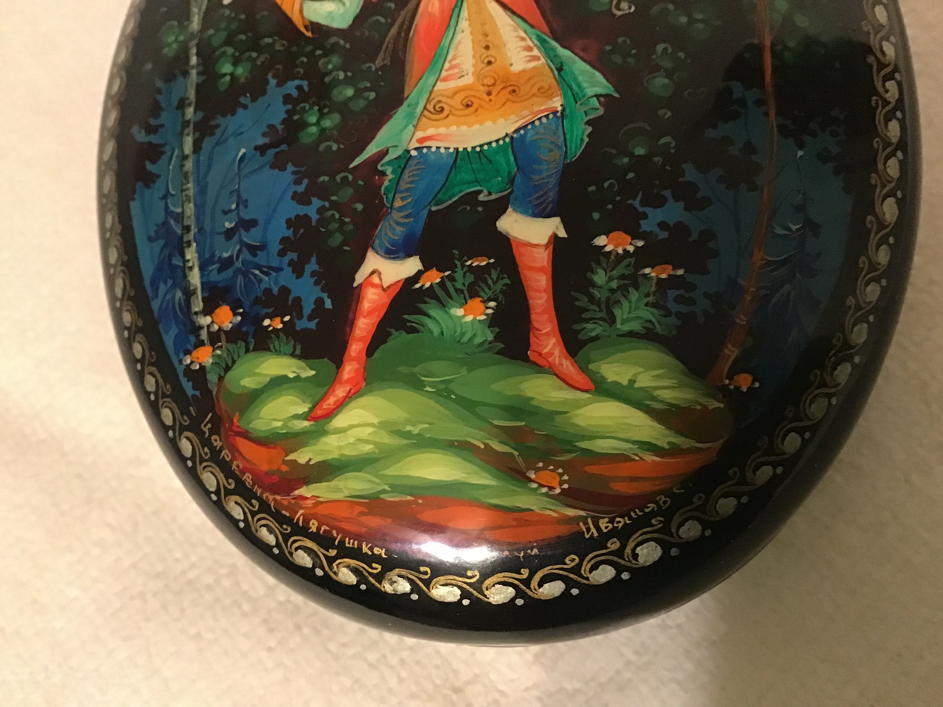 Vintage Kholui Lacquer Miniature Painting Jewelry Etsy