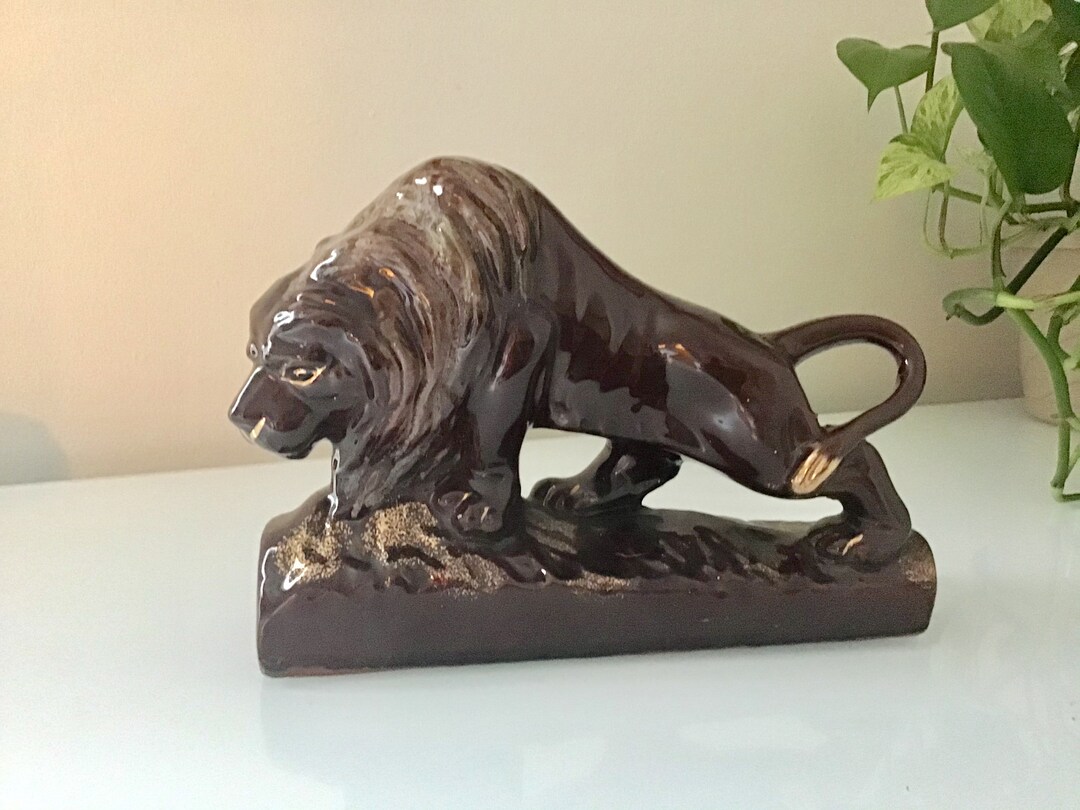 Vintage Porcelain Lion Figurine Japan Etsy