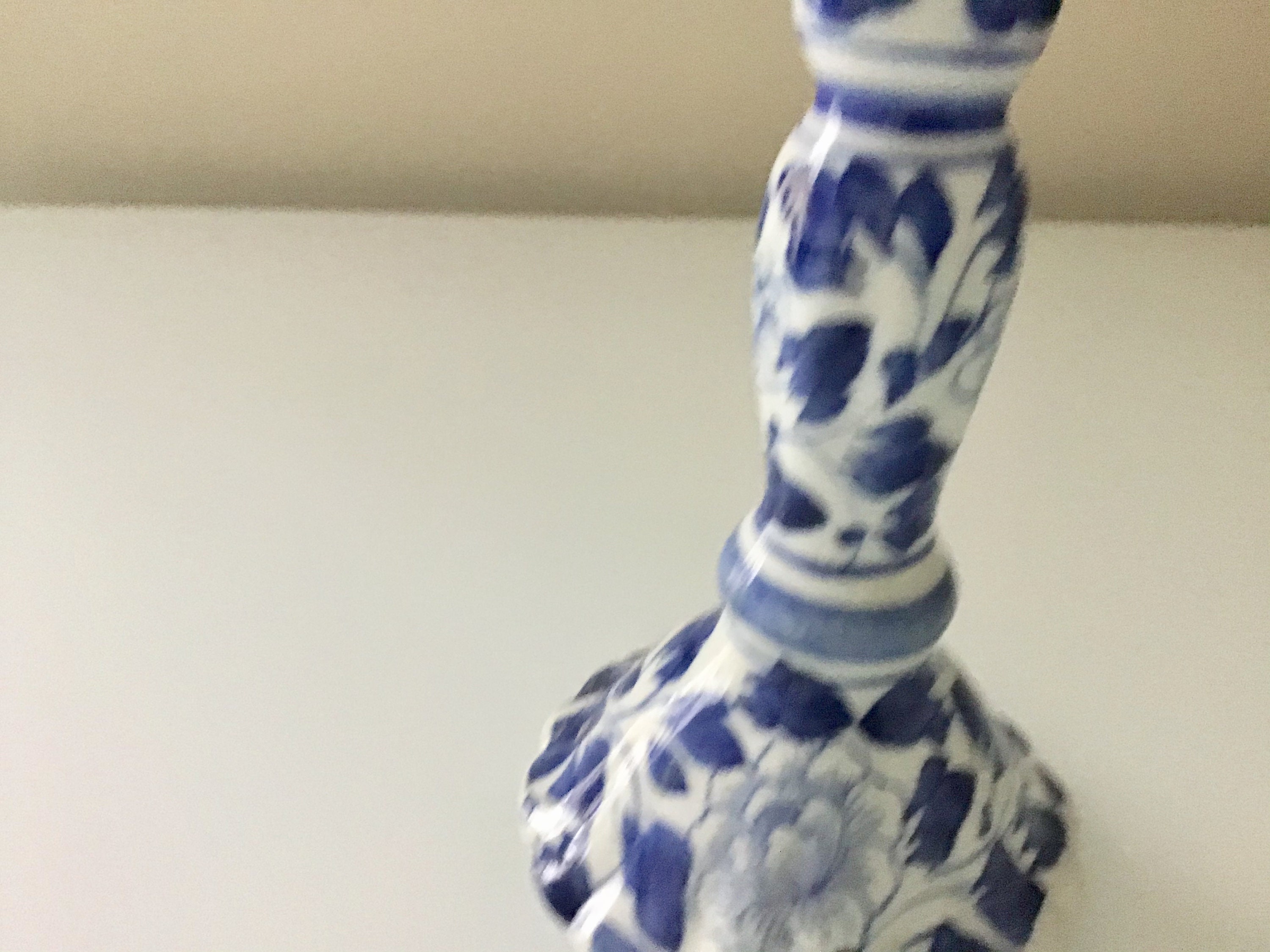 Vintage Porcelain Blue and White Candleholder/Candlestick Etsy